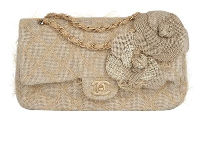 Straw Camellia Classic Flap, &pound;3,500, Front view